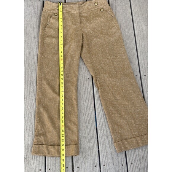 Cabi Women’s 8 Brown Textured Tweed Wide Leg Pants Button Waist Modern Career - Picture 5 of 16
